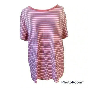 Polo Ralph Lauren T-Shirt Large Thrashed Distressed Striped Short Sleeve Cotton.